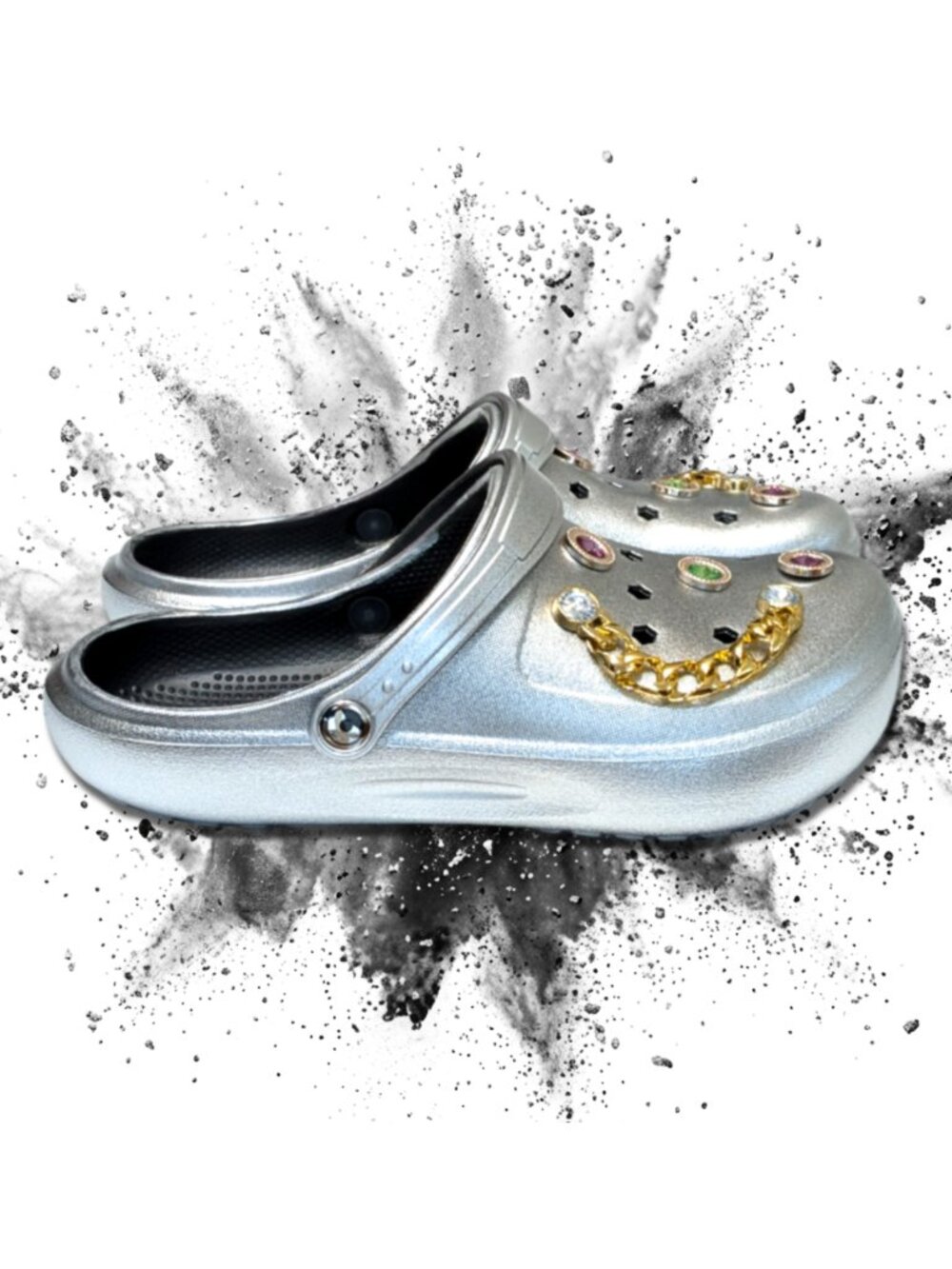 Women's Silver Clogs, Craytown Brand, Accessories Included, W7-11.5